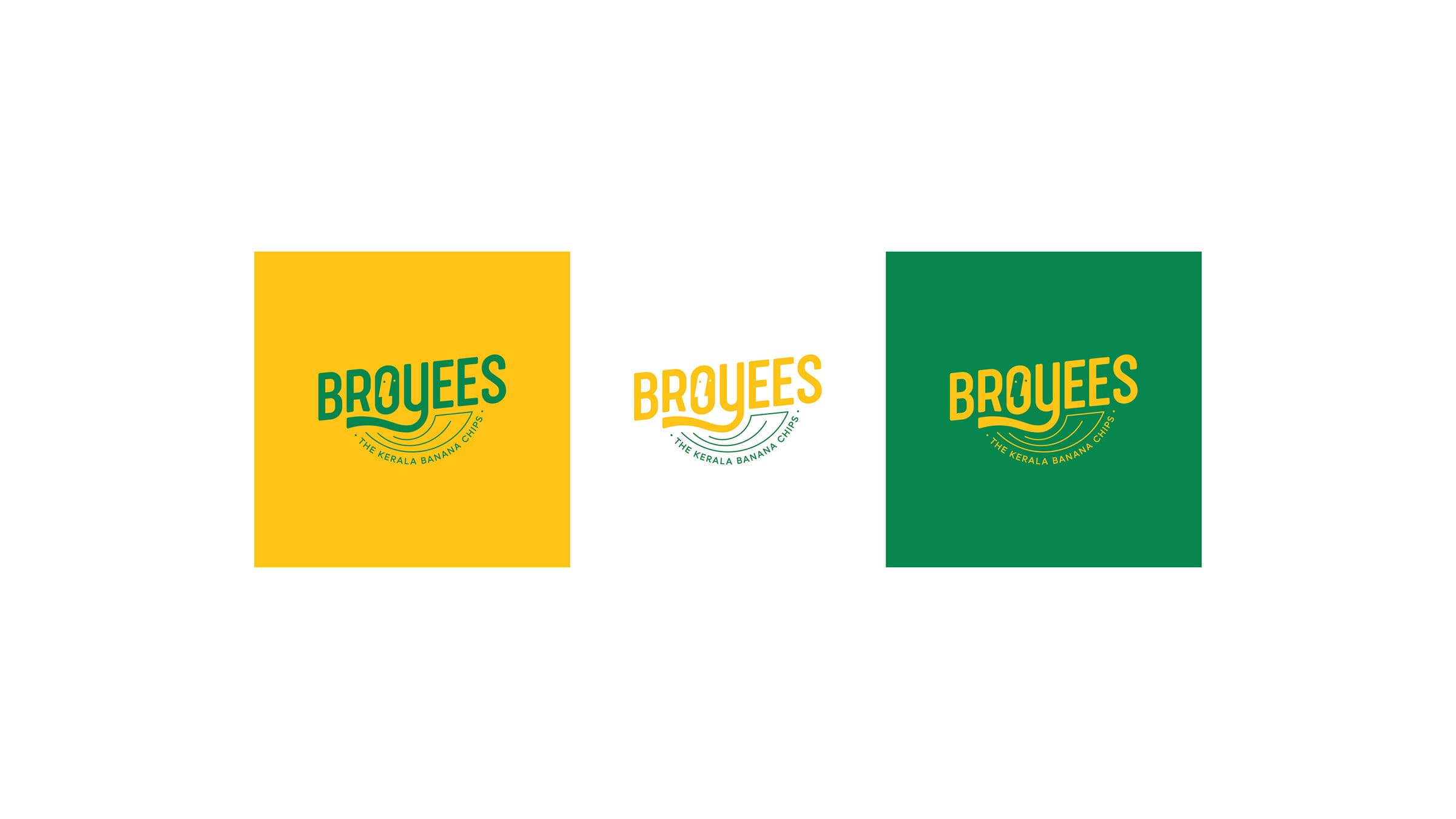 Broyees logo colour variations across yellow, white and green