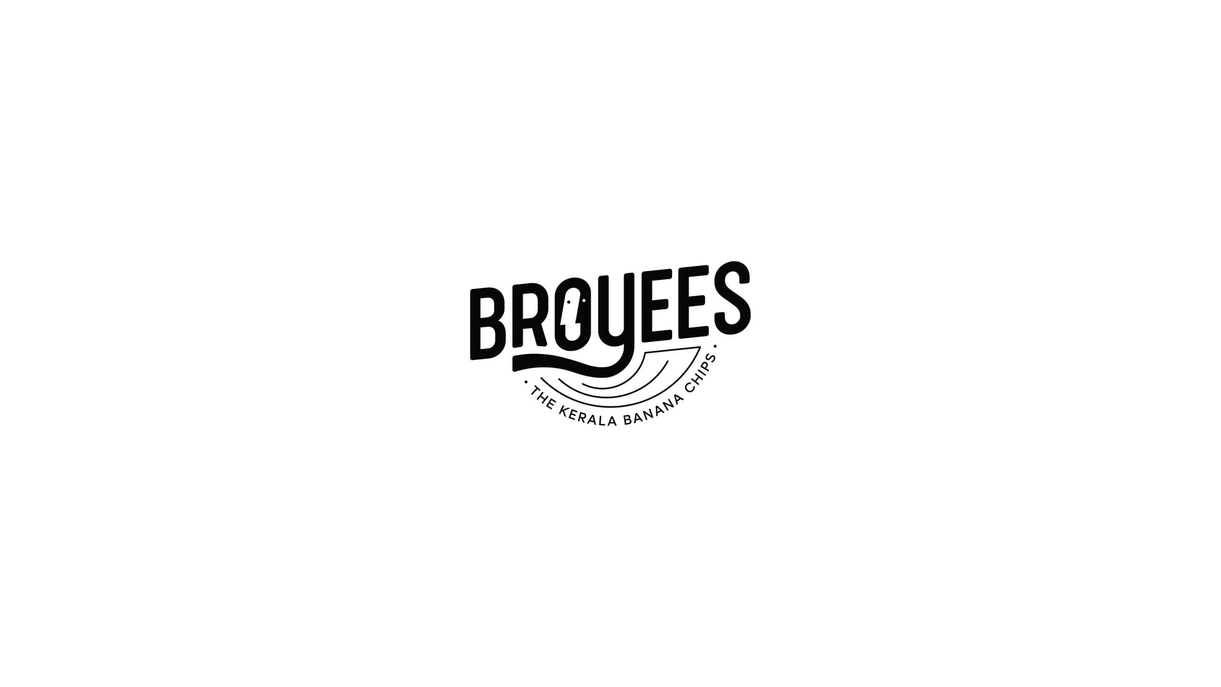Broyees primary logo — a custom black wordmark with the tagline The Kerala Banana Chips set in a curved arc beneath
